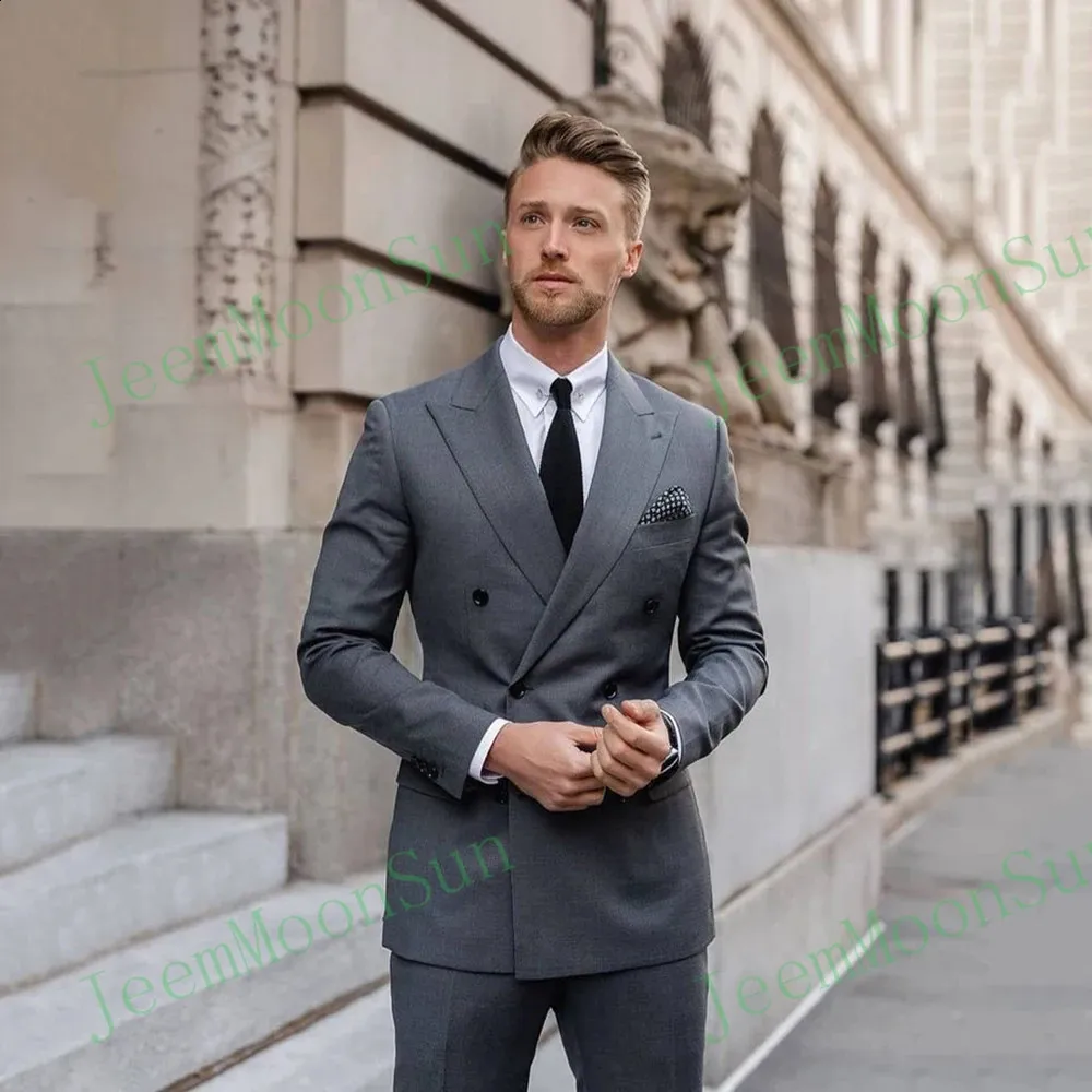 Grey Corset Suit for Men - Slim Fit Formal Business 2-Piece Jacket