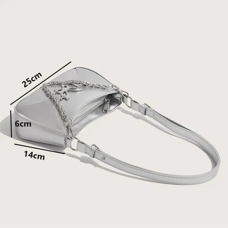 ★TOUT Y EST★ Raspail Square Bag Silver CB2202-3 Trendy Silver Butterfly women's shoulder handbags for