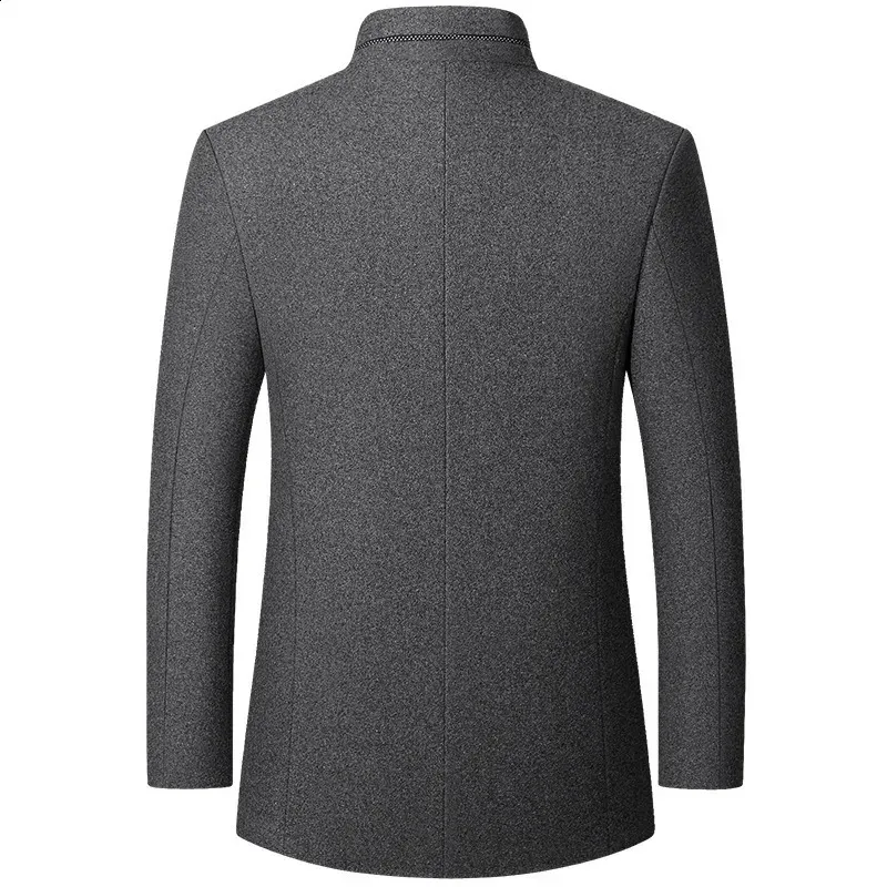 Mens Woolen Stand Collar Jacket Wide-Waisted Wool Blend Coat for