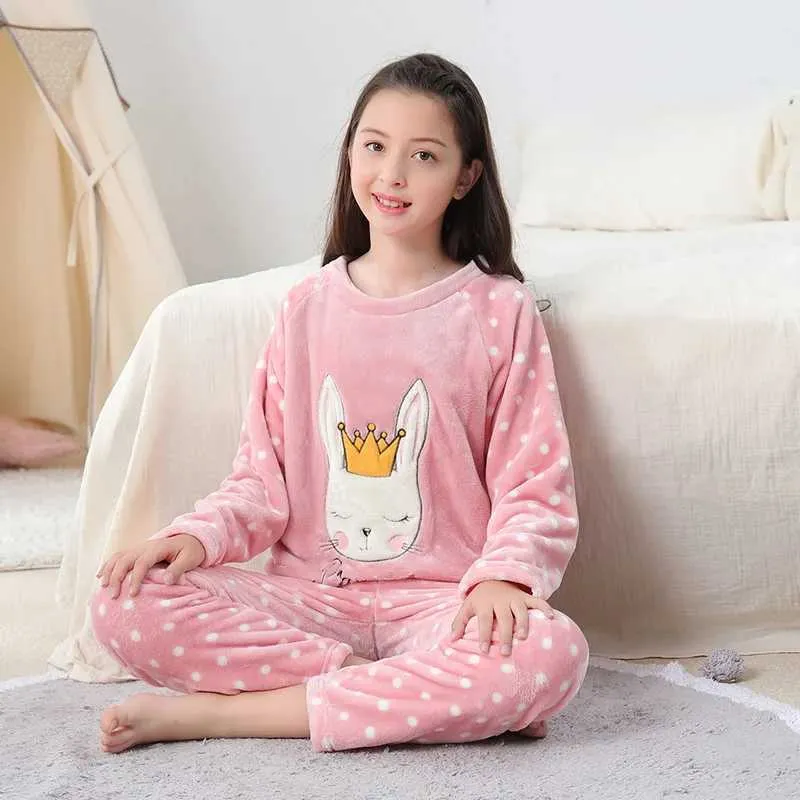 Long Sleeve Fleece Teens Winter Pyjama Set For Boys And Girls Cute Sleepwear For Kids Ages 8 16 XJ241116 From Wenxin pavilion1 7.48 DHgate.Com