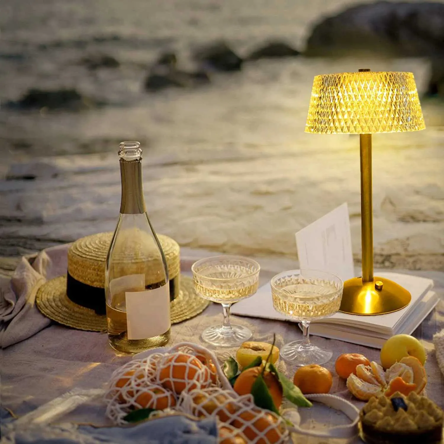 Set Of 2 Rechargeable Dimmable Table Lamps - 3-Color Touch Bedside Lamps With Rose Design