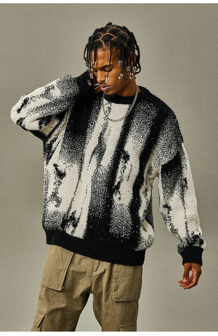 Ameri VINTAGE 】SPANGLE CHIBI KNIT BLACK Dark Grunge 90's / Indie / Cabincore Patterned Oversized
