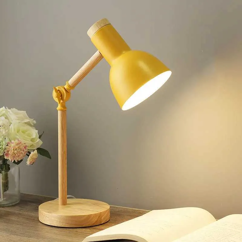 Nordic Style Adjustable LED Desk Lamp Creative Wooden Art, Eye