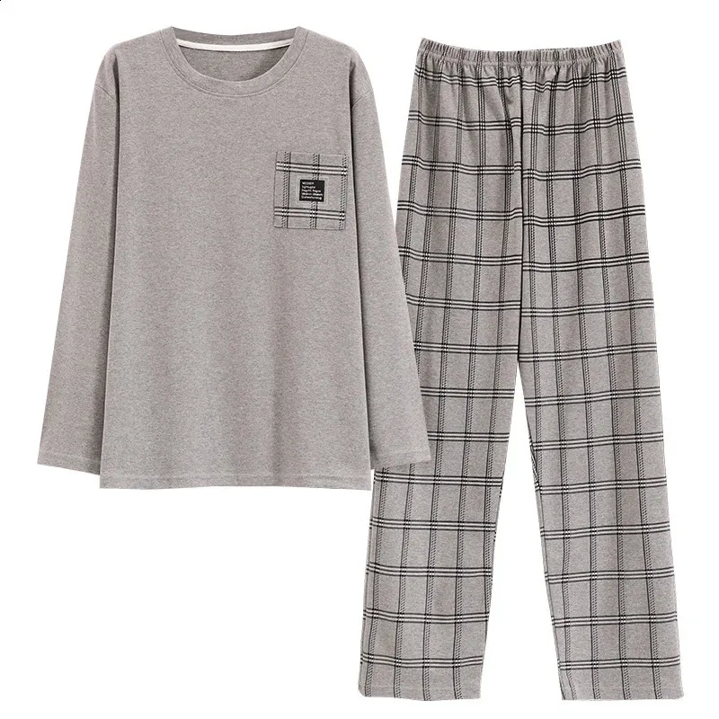 Pulcykp Men Winter Cotton Pajamas Sleepwear Warm Pajama Set