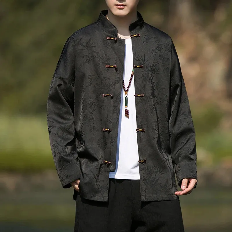 ジャケット・アウター vintage big silhouette china jacket Red Chinese Style Mens Long Sleeve Jacket Single Layer Stand