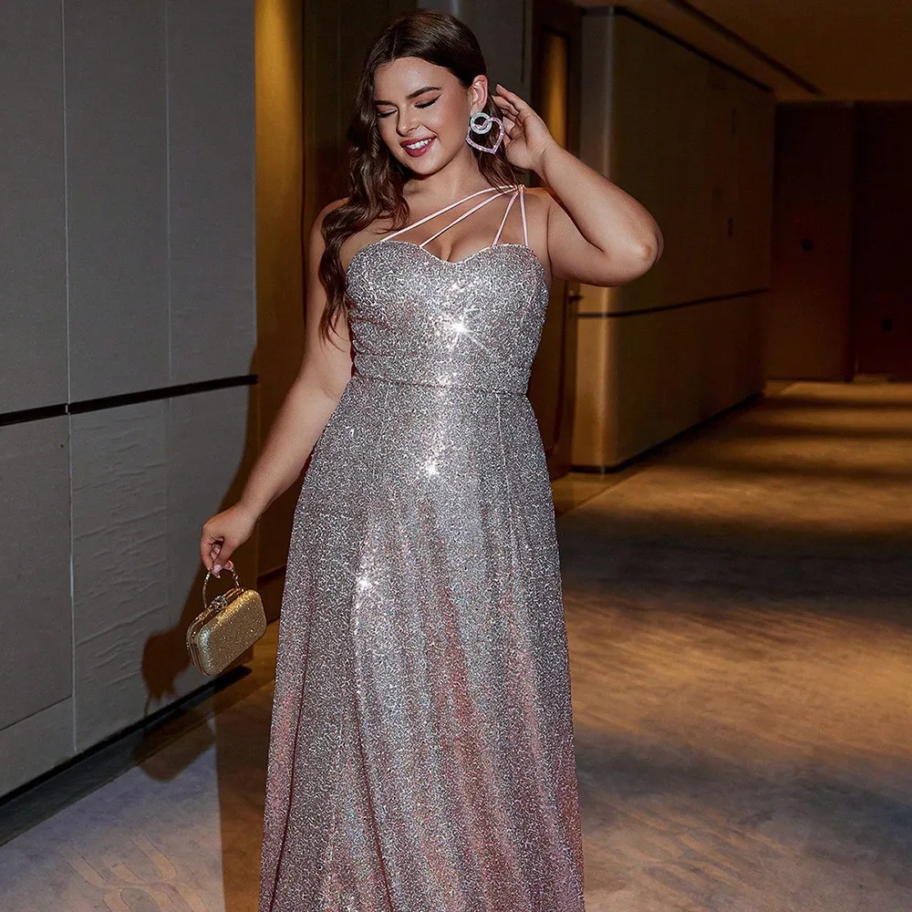 curvy prom dress Simple Sheath Dark Green Long High Split Plus Size Prom Dress