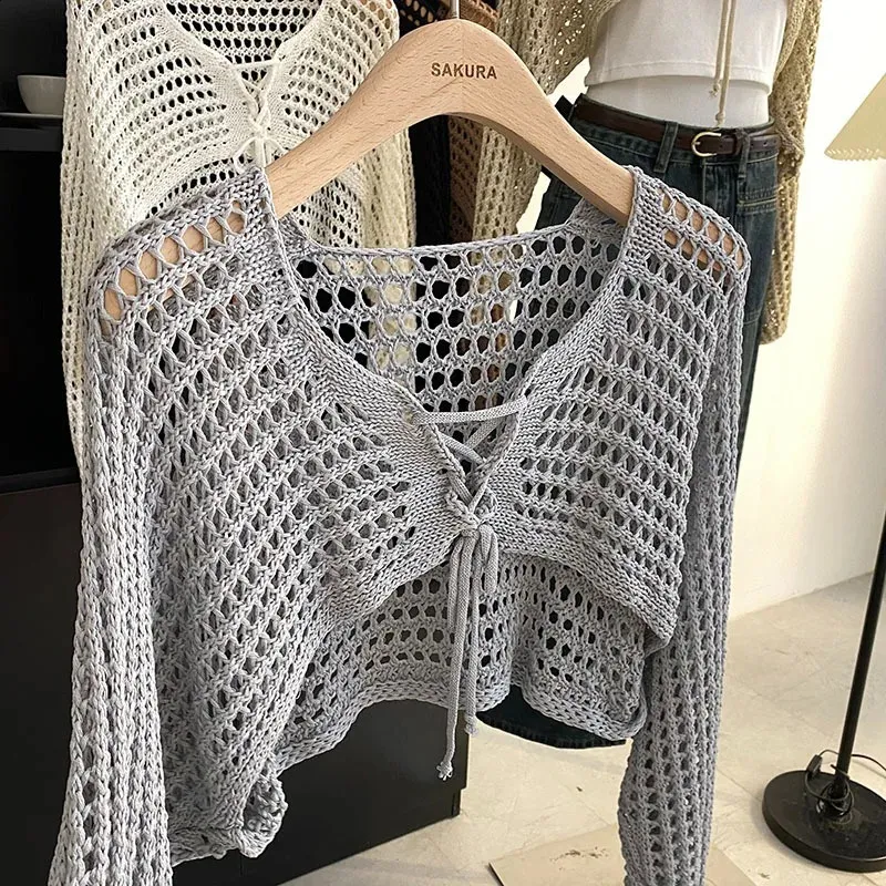 トップス FRONT WAVE CROCHET LIKE KNIT CARDIGAN FRONT WAVE CROCHET LIKE KNIT CARDIGAN