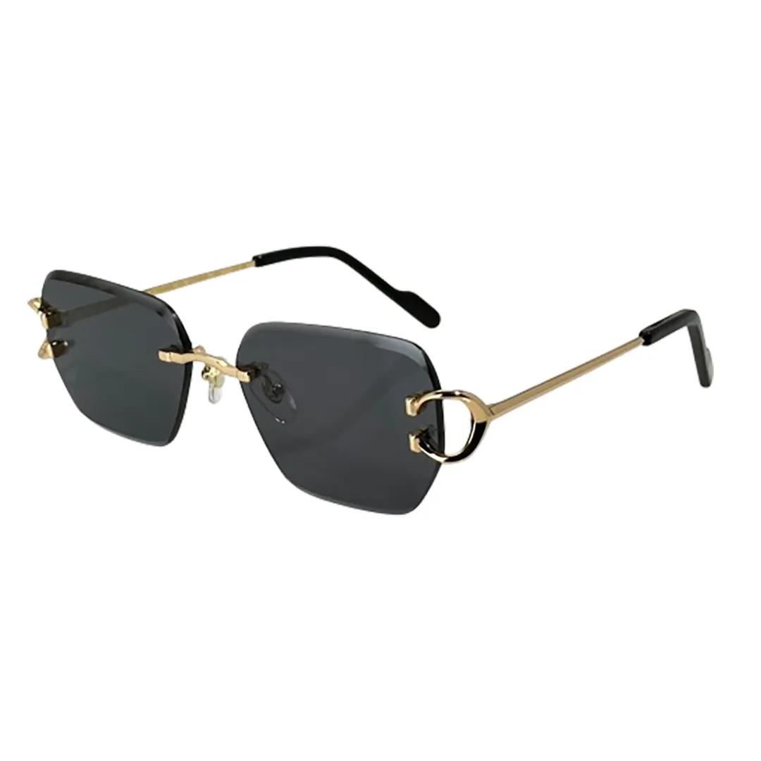 Lunettes De Soleil Vintage - Grand Cadre Carré Métallique Doré UV400 !