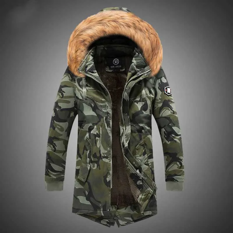 Mens Camouflage Winter Parka: Hooded, Velvet Lined, Windproof