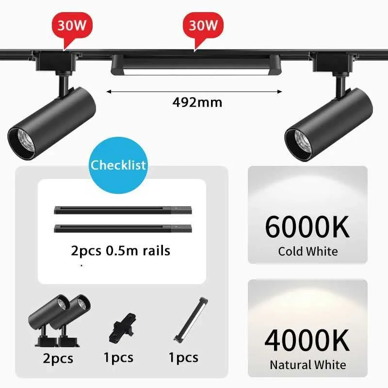 Spot Led Track Light Kit Spotlight Ceiling Track Lamps 30W Track Rail ...
