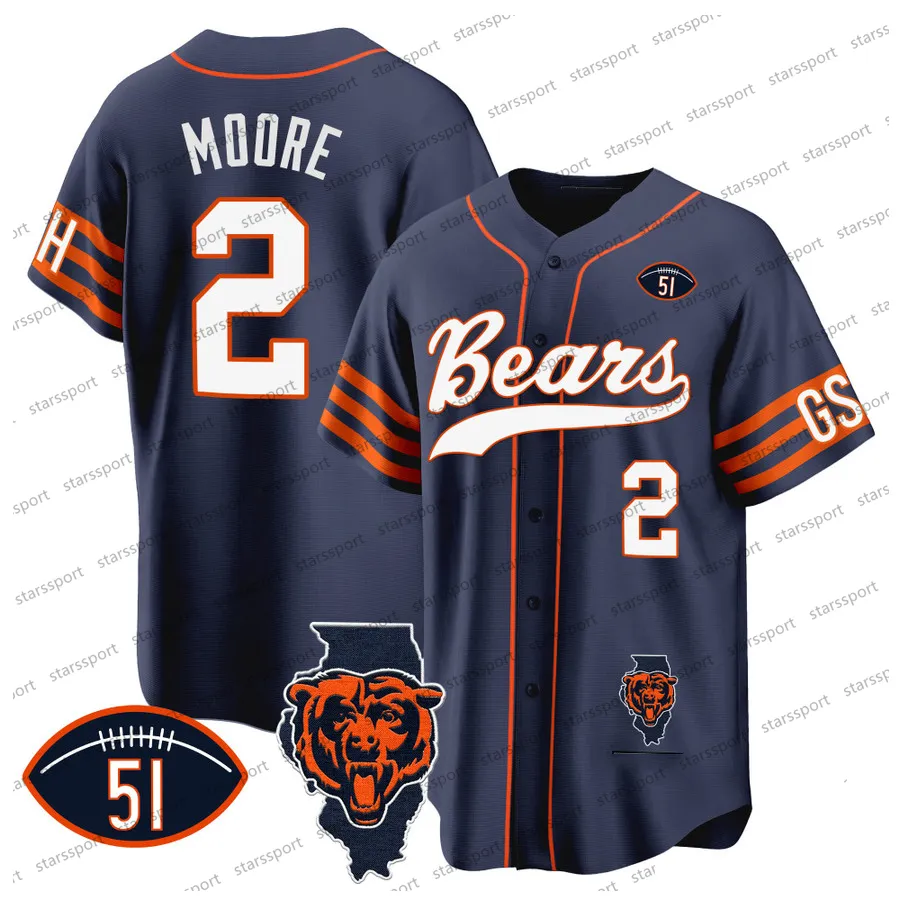 2024 Chicago Bears Orioles Baseball Shirt Williams 18 Odunze DJ Moore Jaquan Brisker Darnell Wright Cole Kmet Devin Hester Walter Payton Montez Men Women And Kids From Starssport 16.47 DHgate.Com