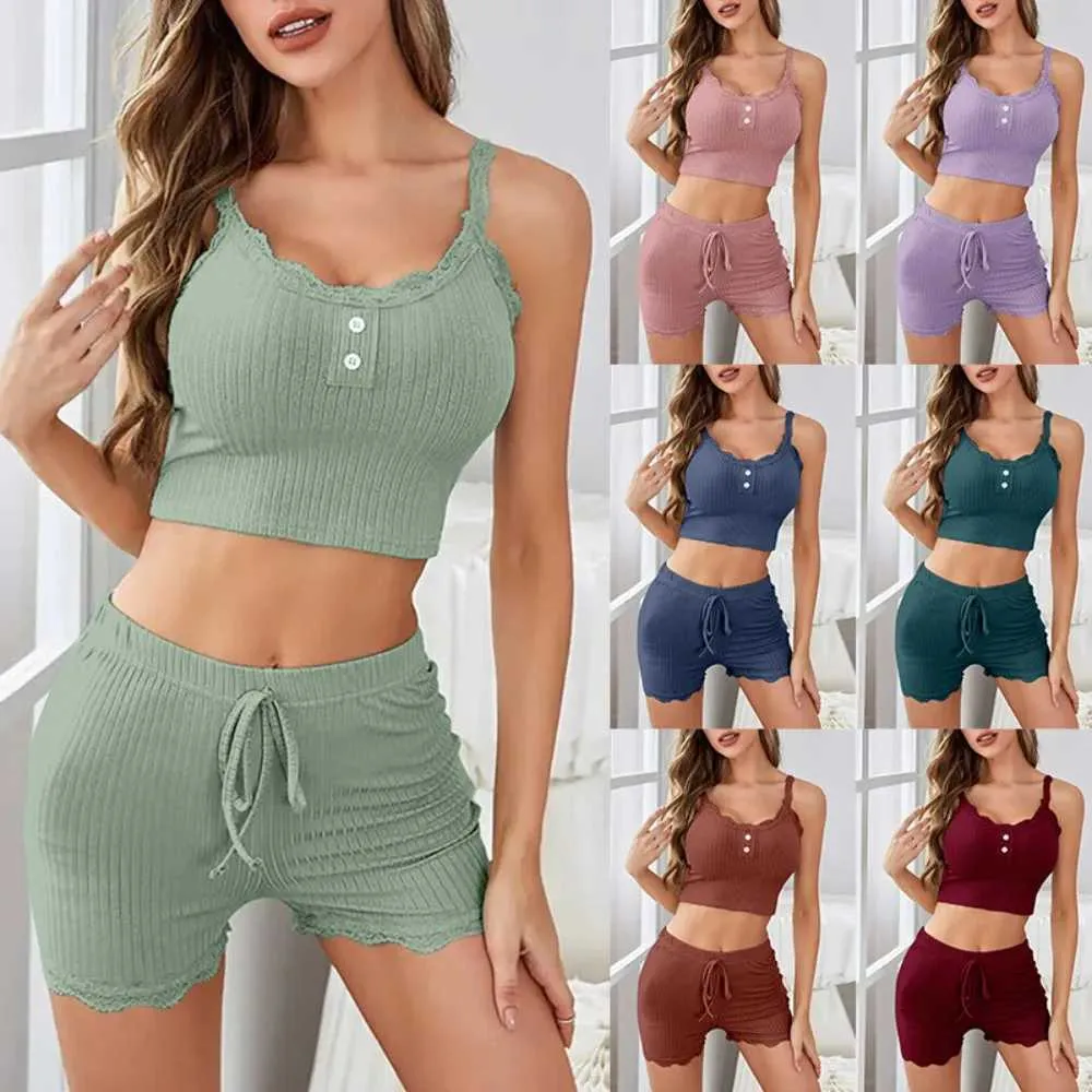 Sexy Pyjamas Women Sleepwear Pajama Sets Sexy Lace Camisole Shorts Sleeveless Top Shorts Homewear Summer Girls Loungewear Pyjama Pour Femme 240330