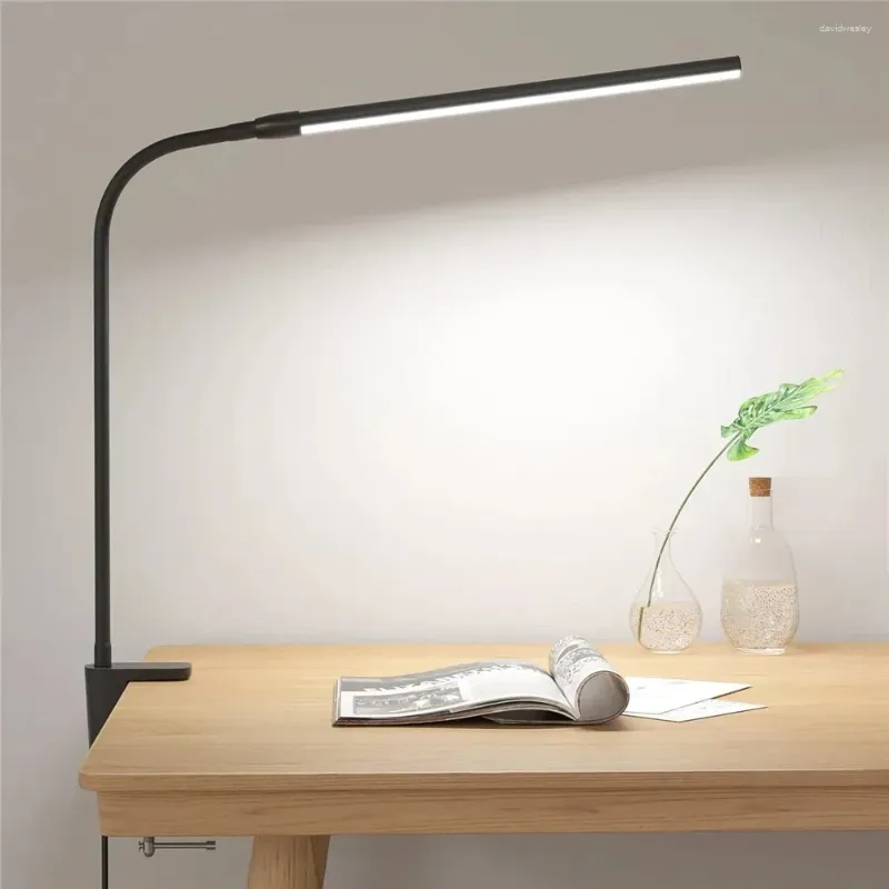 Lámparas de mesa Lámpara de escritorio LED con abrazadera Clip regulable en luz de lectura 10 Nivel de brillo 10W 3 Modo de iluminación Oficina de estudio flexible