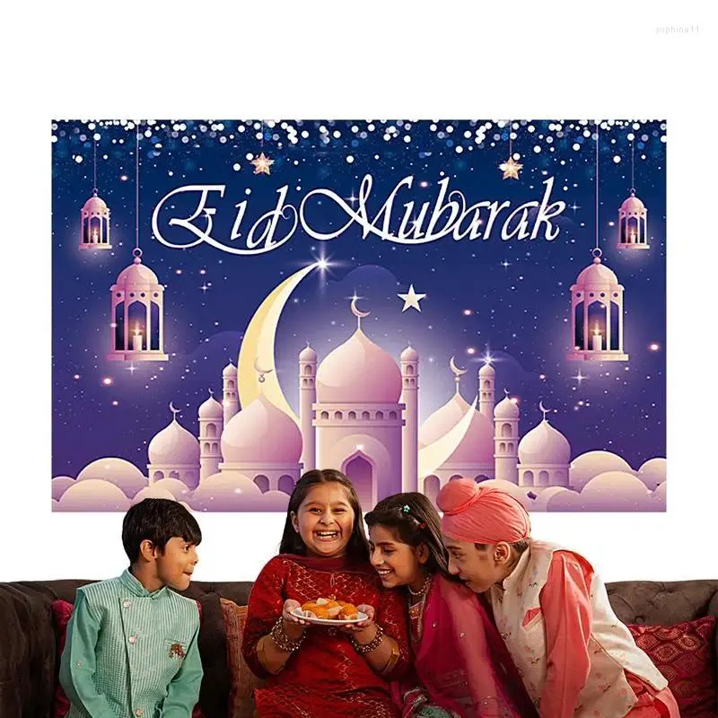 Party Decoration Eid Background 70.9x45.3 Inch Star Moon Temple Backdrop Festive Atmosphere Banner Skin-Friendly For Farms Living