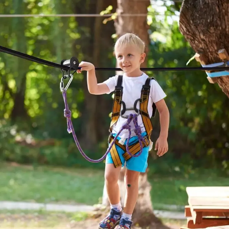 إكسسوارات تضيء خط انزلاق Slidline Pulley Ziplines Survival Gear for Backards Warrior Orvance Course for Boys Girls