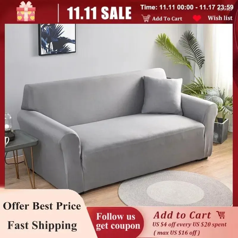 Pokrywa krzesła 1/2/3/4 SEater Solid Color Elastyczna sofa do salonu na rozciąganie fotela