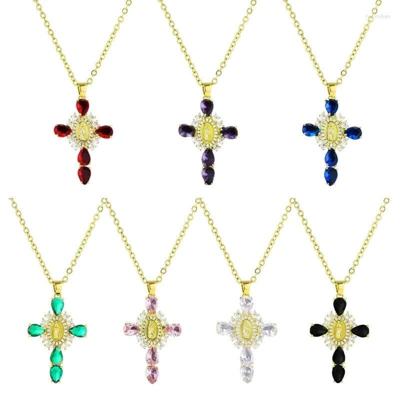 Colares Pingente Maria Charme Gargantilha Étnica Clavícula Corrente Crucifixo Neckchain 066C