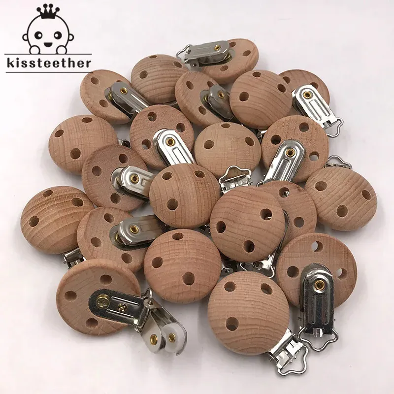 20pcs Pacificador de madera Clip Accesorios de enfermería Beech s Cadena de bricolaje de bricolaje Cadenas de ficticia de bricolaje TEATER 240325