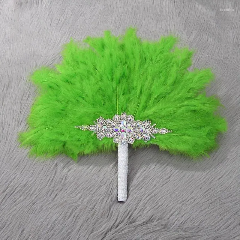 Decorative Figurines Party Supplies Decorated Wedding Feather Fan Show Props Colorful Handheld CCD06