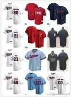 Men Women Youth 23 Nelson Cruz 68 Randy Dobnak 20 Josh Donaldson 21 Tyler Duffey Custom Baseball Jersey Blank red white navy blue