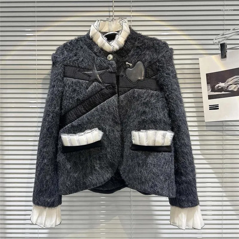 Kvinnors jackor 2024 Högkvalitativ höst Vinter vintage jacka kappa för kvinnor små doftande koreanska ull korta rockar elegant mode