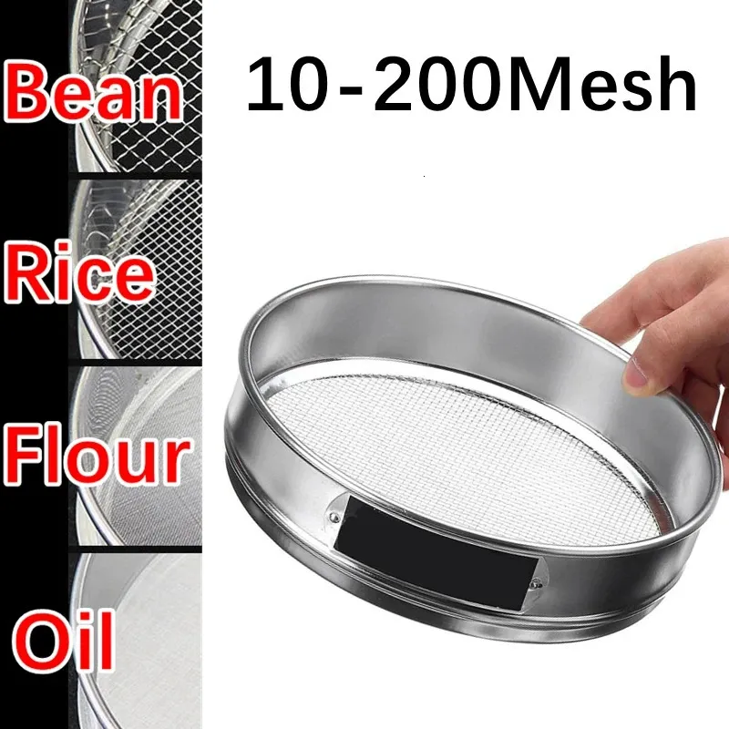10/15/20cm Round 304 Stainless Steel Flour Sieve Kitchen Particles Bean Sugar Powder Filter Sieve Shaker Baking Sifters Gadget 240326