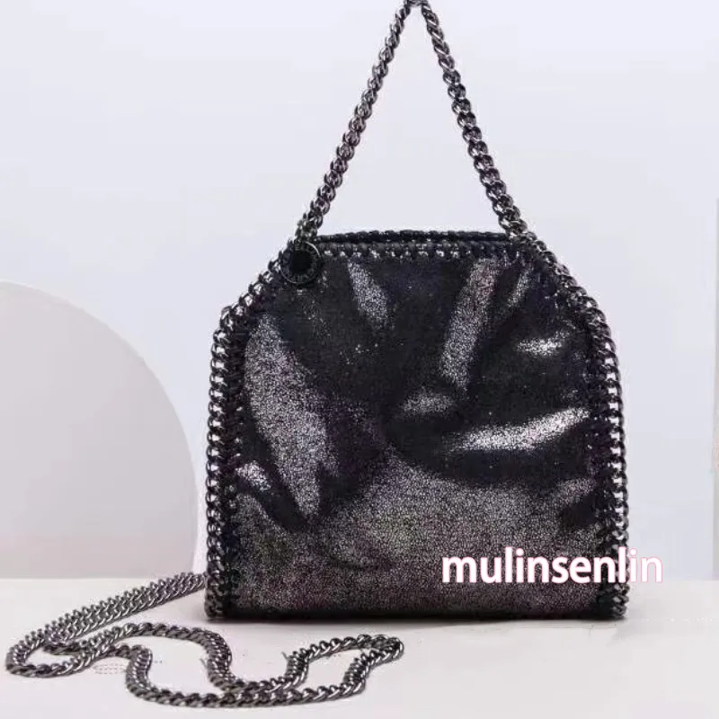 Designer Stella McCartney Falabella Bag Mini Tote Woman Metallic Sliver Black Tiny Shopping Påsar Kvinnor Handväska Läder axel