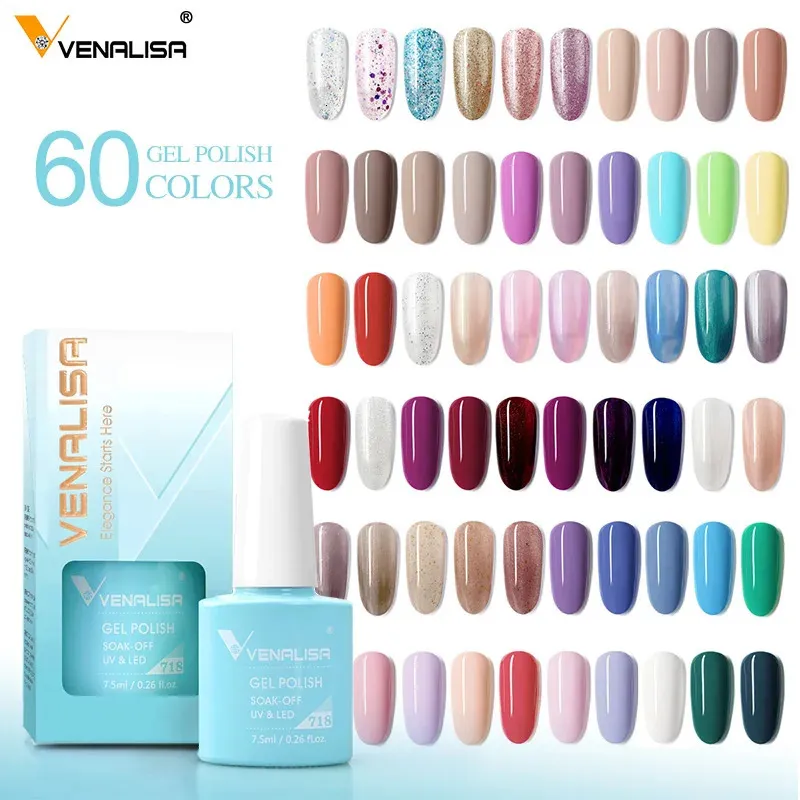 Venalisa Gel vernis à ongles 7.5 ml bouchon blanc verre vernis à ongles Gel NoWipe Top tremper UV LED vernis à ongles paillettes couleur Gel 240318