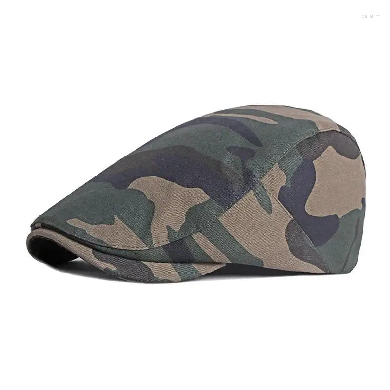 Berets Baumwolle Frühling Sommer Camouflage Print Sboy Caps Flache Schirmmütze Männer Und Frauen Maler Baskenmütze Hüte 36