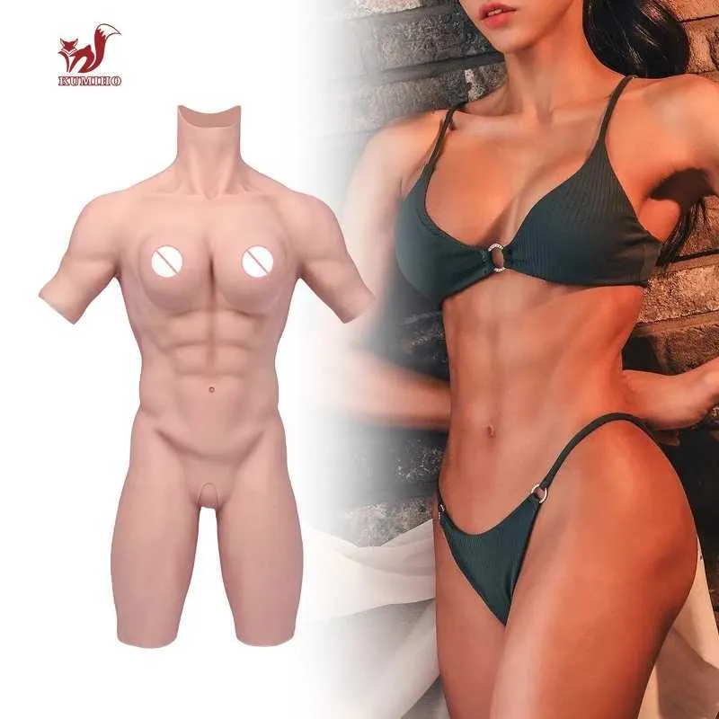 Cuscinetto per il seno KUMIHO Bodybuliding Muscle Suit Cosplay Silicone One Piece Body forme del seno con tette finte per Crossdress Transgender Drag Queen 240330