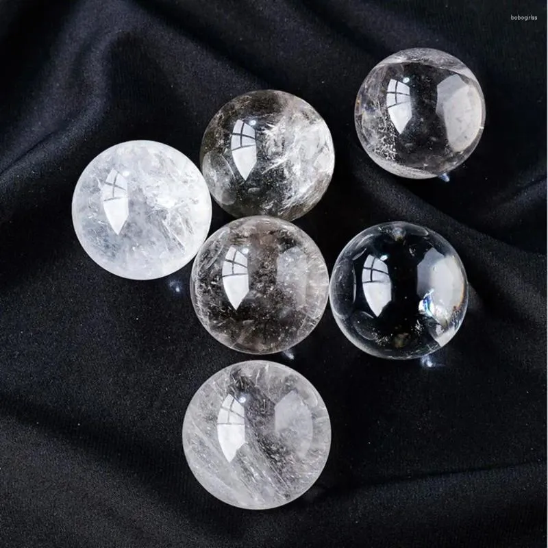 Figurines décoratives de méditation 28-32mm, boule de cristal transparente de haute qualité, pierre de guérison énergétique, décoration de la maison, Quartz clair