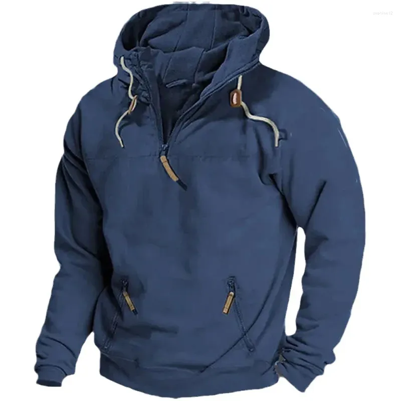 Cortinas de chuveiro Spring Autumn Autumn's Men's Solid Solid Vintage Sweatshirt respirável com capuz solto com capuz