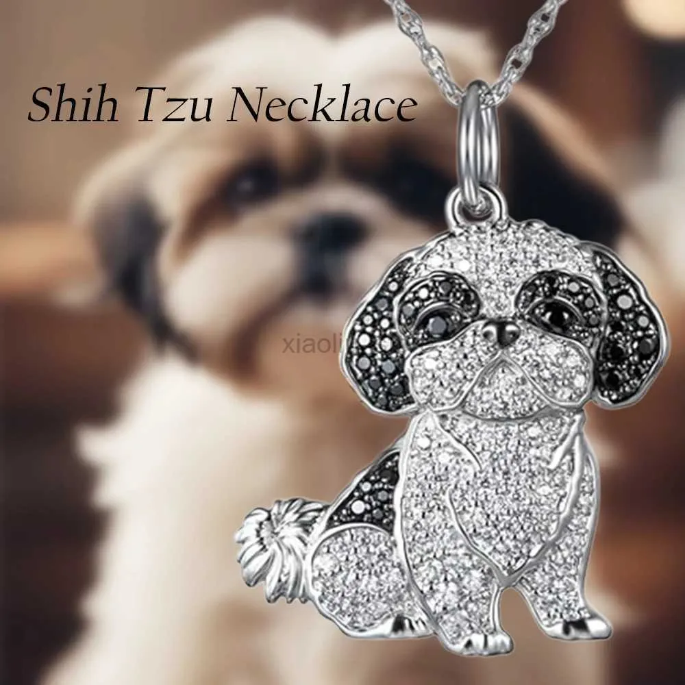 Hänghalsband utsökt och söta shih tzu hänge halsband för kvinnor eleganta husdjur valp smycken djur tillbehör födelsedagspresent för hundälskare 240401
