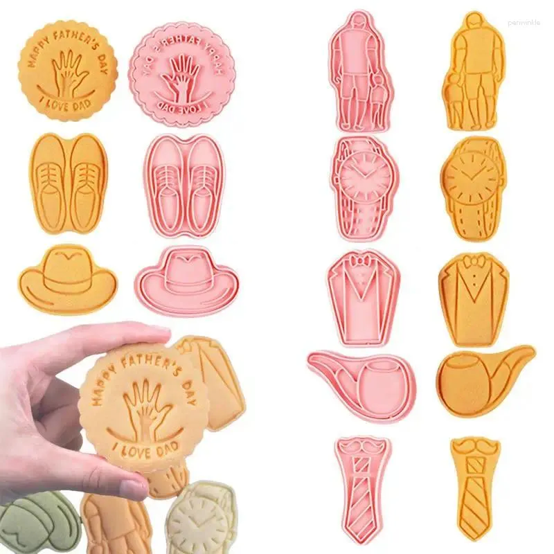 Baking Moulds Fathers Day Cookie Cutters Reusable Pipe Mold Hat Tie For Cake Chocolate Home Kitchen Tool