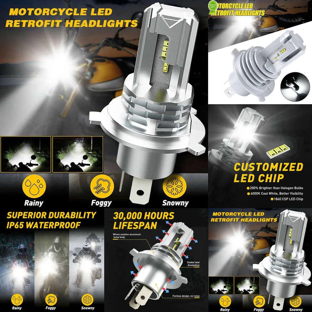 Phare Led 2024, faisceau haut/bas, ampoule H4 6000 Hb2 pour moto, blanc Super brillant, étanche Ip65, 9003