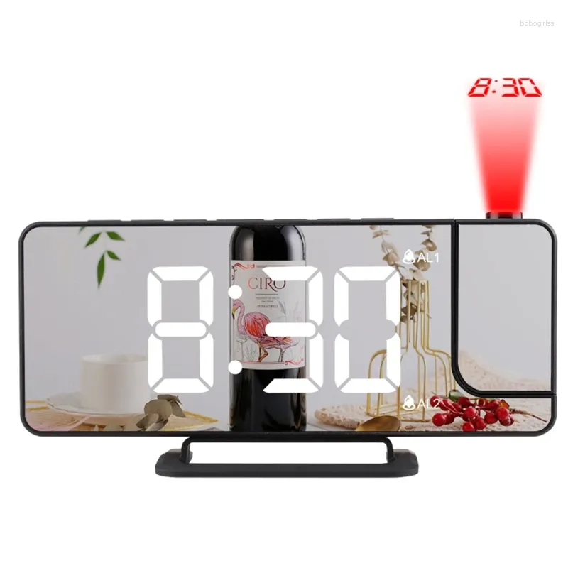 Orologi da tavolo Sveglia a specchio con proiezione digitale creativa con caricatore USB Display a LED Dimmer automatico Snooze ricaricabile Smart For