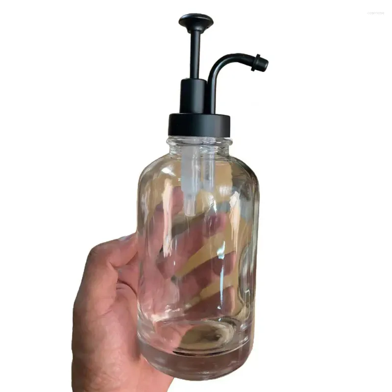 Liquid Soap Dispenser Small Syrup Glass Coffee Pump Bottle Set With Labels For Home Restaurant 17oz Bar Accessories Easy