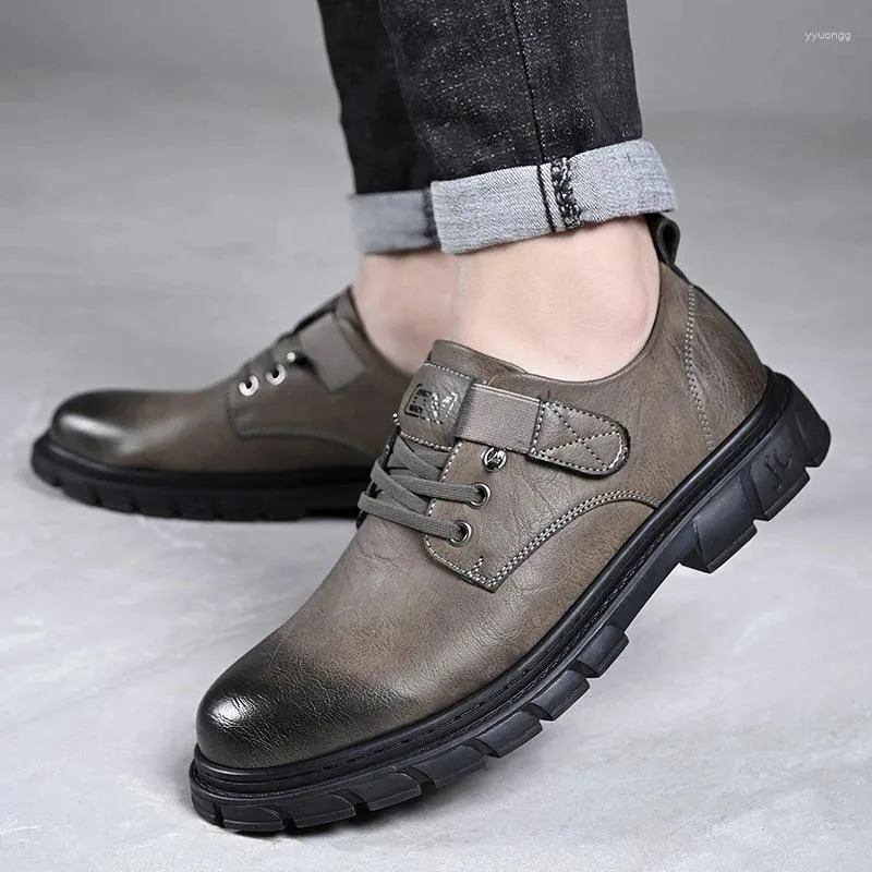 Casual Shoes Business Platform Men High Quality Sneakers utomhus äkta läder utan halk