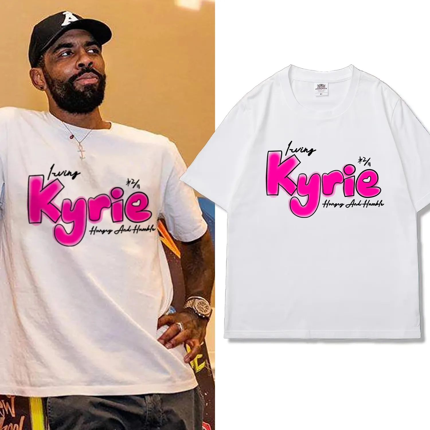 Kyrie Irving Cotton à manches courtes Summer masculin n ° 11 American Graffiti Prited Basketball Sports T-shirt Running Training Top