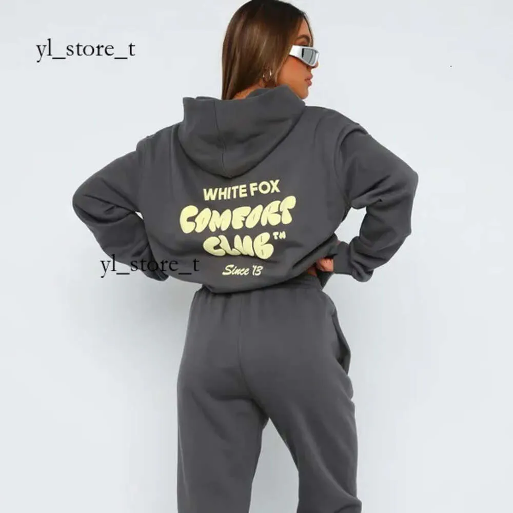 Bluzy z kapturem damskich 2-częściowe stroje kadlowe szyja długie czarne bluzy bluzy bluzy Set Tracksuit Pullover Hooded Sports Suit bluzy WF-Women 6674