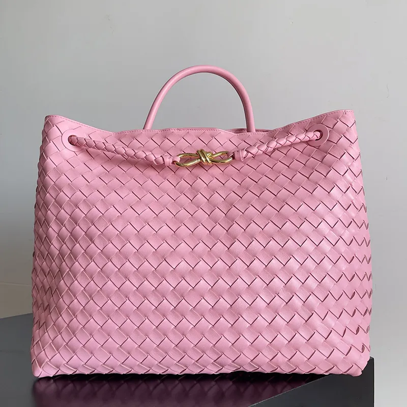 Designer Andiamo Sac fourre-tout Miroir Qualité Intrecciato Nappa Cuir Femmes Sac à main de mariage Rose Marron Grands fourre-tout Sacs à bandoulière