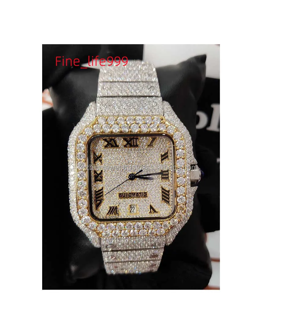 Лучшее качество, диаметр циферблата 40 мм, Iced Out Diamond Watch, часы из муассанита для мальчиков и девочек, праздничная одежда из Индии