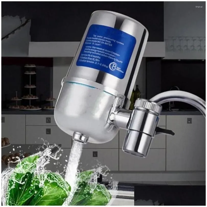 Keukenkranen Voor Kraan Tap 8 Laag Keramisch Elektrisch Plating Filter Huishoudelijke Waterzuiveraar Cleaner Actieve Kool Drop Delive Dh5Zu