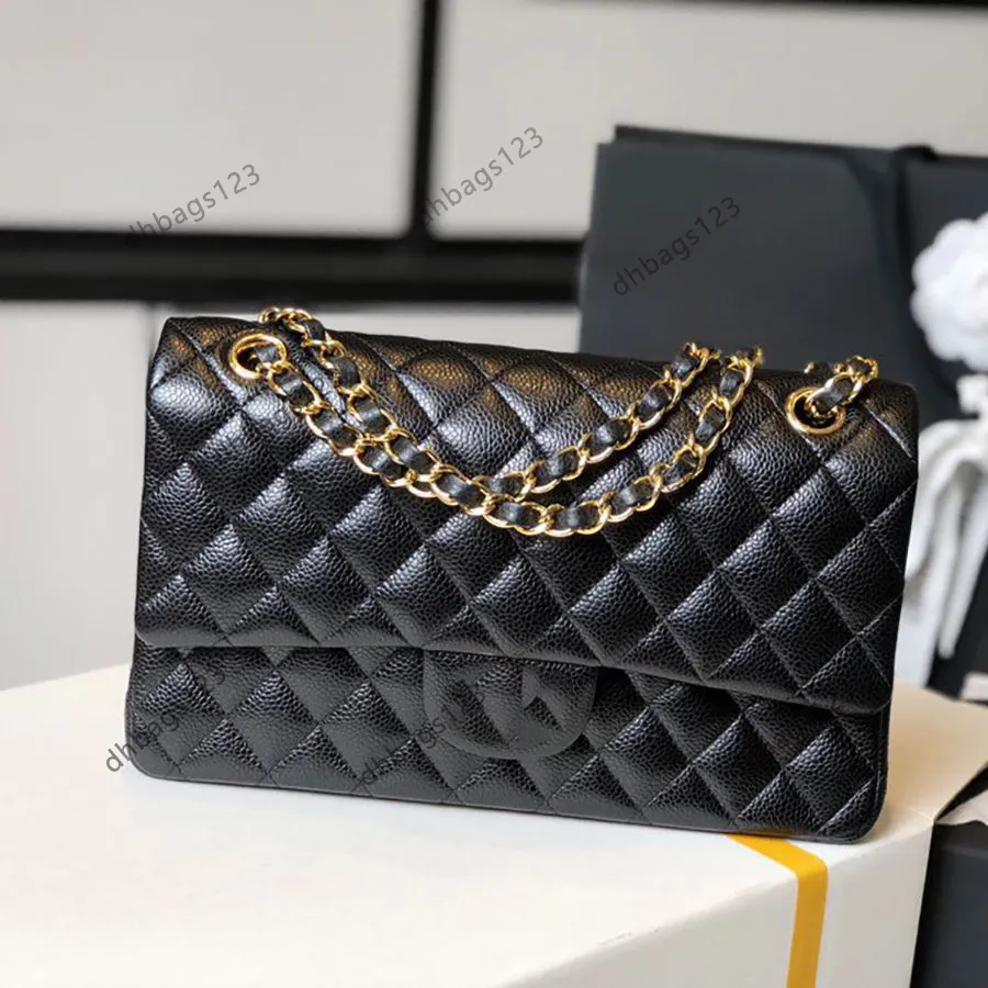 10A designer bag Mirror quality Jumbo Double Flap Bag Luxury bag classic cc 25CM Real Leather Caviar Lambskin Classic All Black Purse Quilted Handbag shoulde With Box