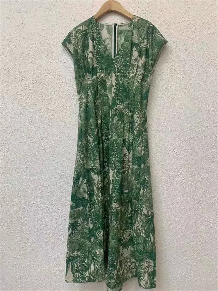 Robe longue d'été pour femmes, col en v, élégante et unique, imprimée, taille haute, mi-longue, 2023