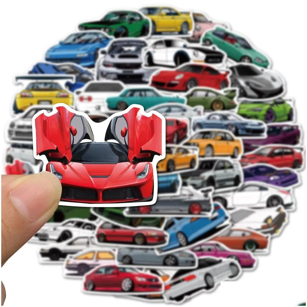 Araba Sticker Sticker 10/50/100 PCS Kask için Spor Yarışı Tampon Lage Bisiklet Snowboard Serin Vinil Çıkartma Bombası JDM Damla Teslimat Otomatik Desh