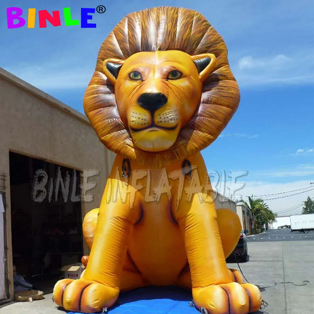 wholesale 6mH (20ft) avec ventilateur en gros décoration d'événement lion gonflable géant avec impression couleur, animal de bande dessinée publicitaire personnalisé pour Party Show-001