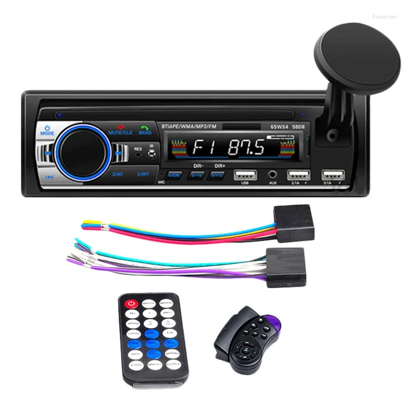 Organisateur de voiture multimédia stéréo simple Din BT Audio et appel Microphone intégré WMA 3USB entrée auxiliaire récepteur radio FM ISO Por