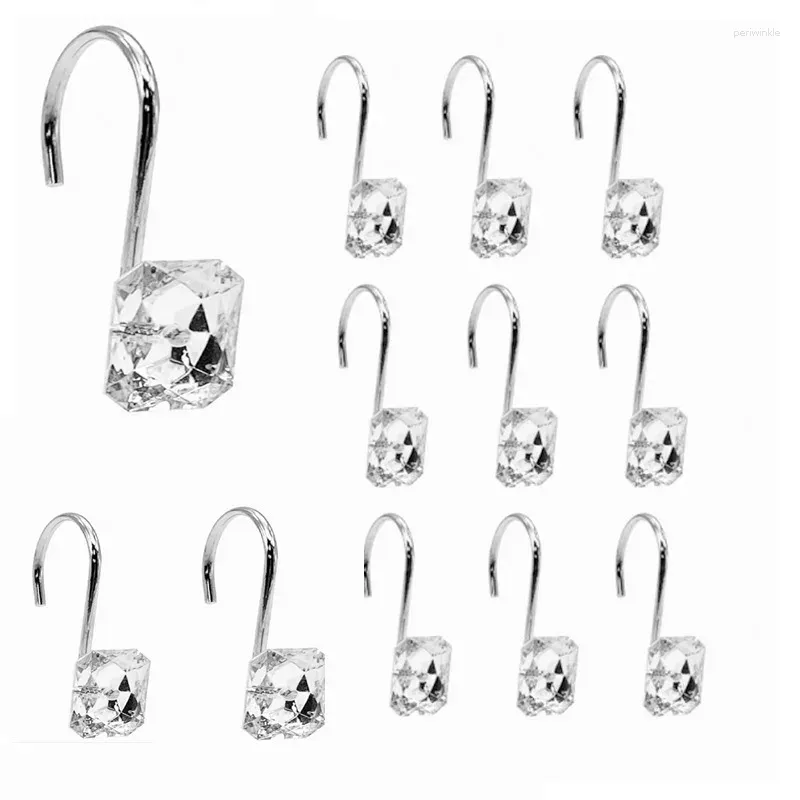 Shower Curtains Round Diamond Crystal Bling Curtain Hooks Rust Proof Rubbed Metal Rings For Bathroom Rods