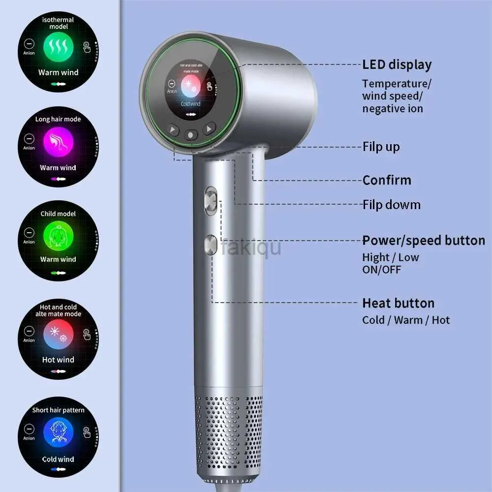 Hårtorkar Ny hårtork hög hastighet 23m/s torr negativ jon hårtork professionell hårvård 110000 rpm motor 59db 240401